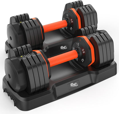 25LB 55LB Adjustable Dumbbells Set, 5LB to 25LB Dumbbells Pair,15Lb to 55LB Adjustable Dumbbells of 2, Home Gym Weight Dumbbells Set 50Lbs/110Lbs, Anti-Slip Handle for Exercise Equipment