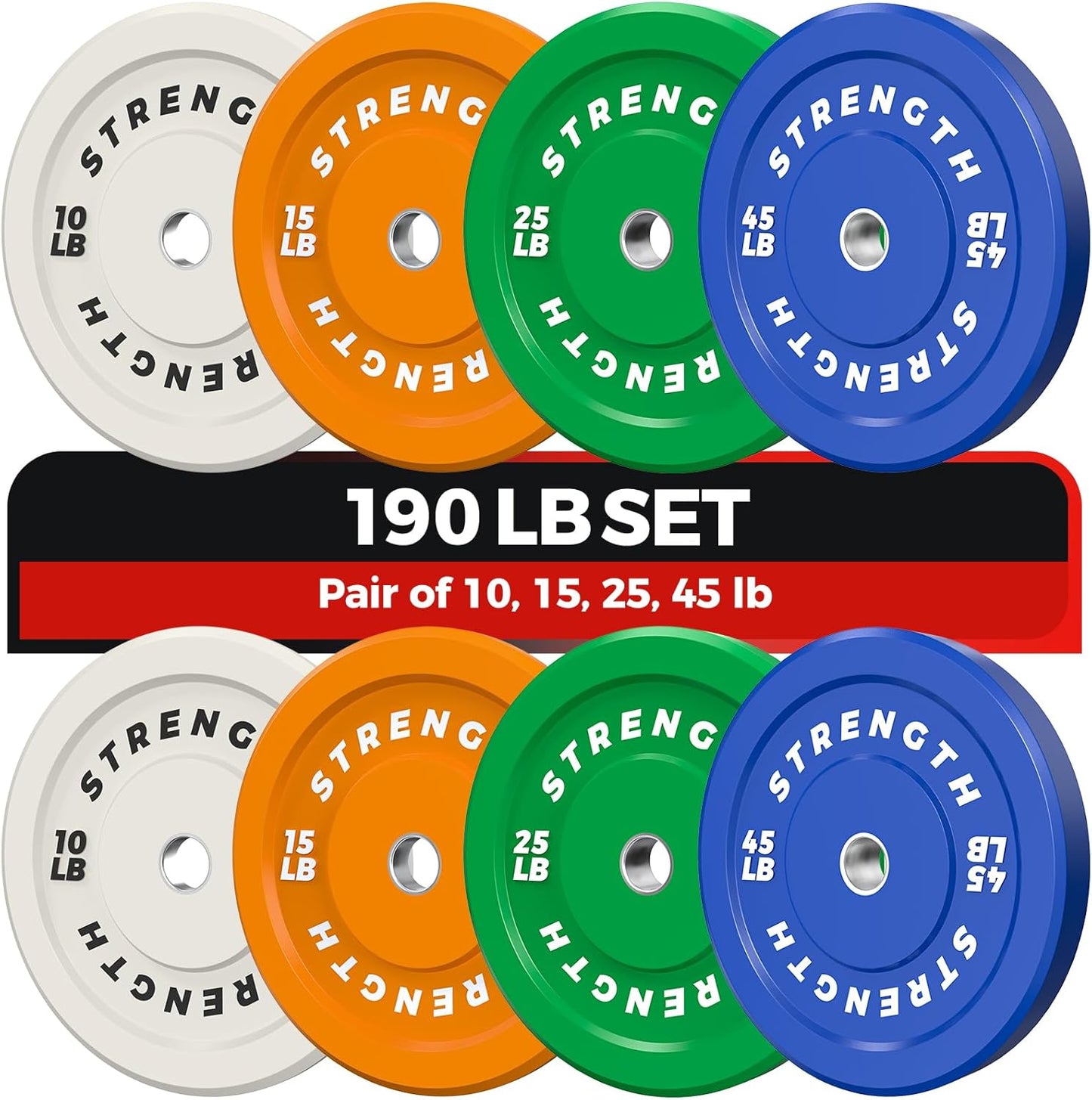 Color Olympic Bumper Plates - Durable Rubber Weights with Metal Insert, Perfect for Strength Training and Fitness Workouts