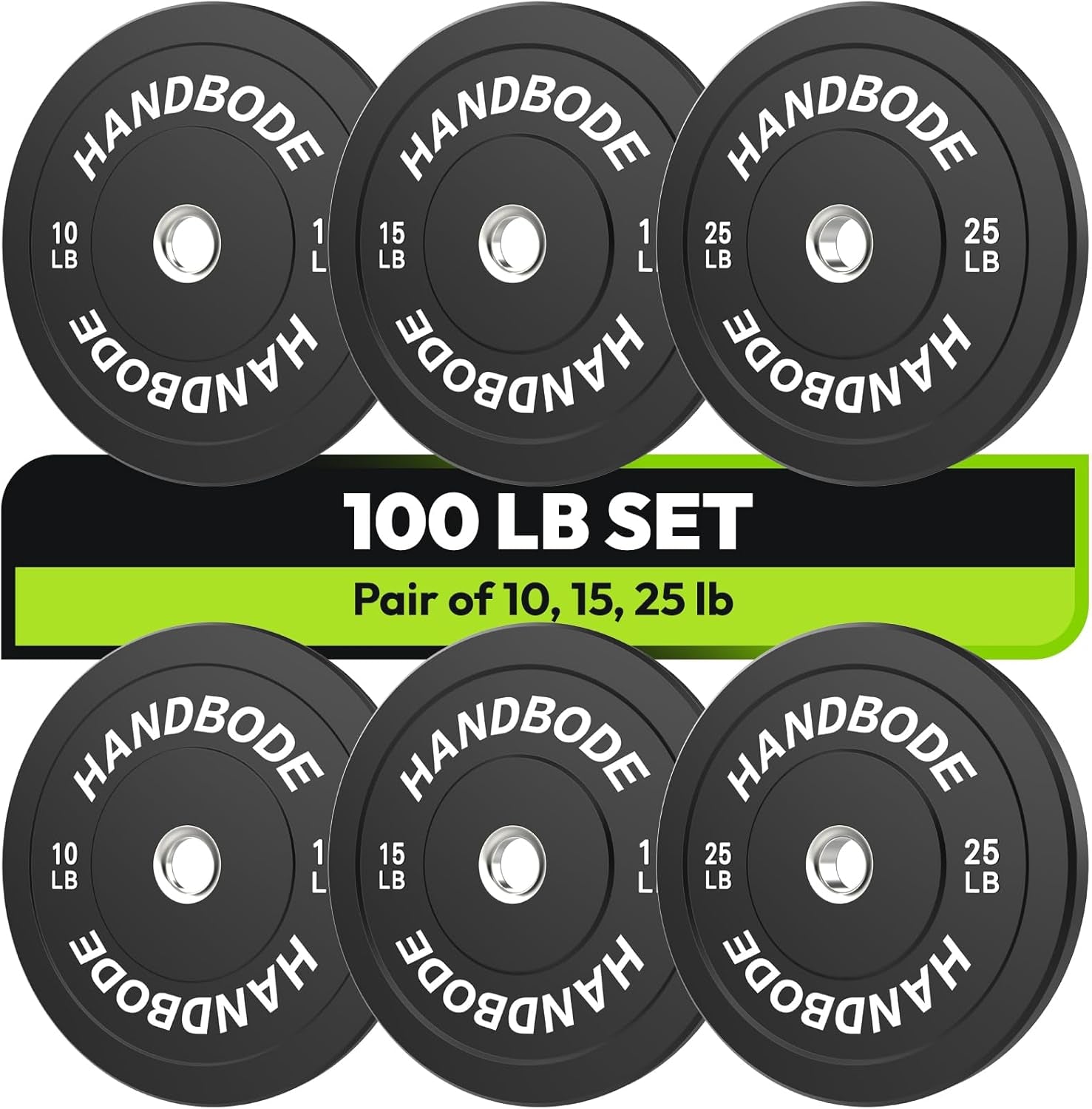 Bumper Plate Olympic Weight Plate Bumper Weight Plate Set 2 - Inch, 10-55 Lb Barbell Weight Plates Set for Home Gym, Black Weights Rubber Strength Training Plate for Weight Lifting