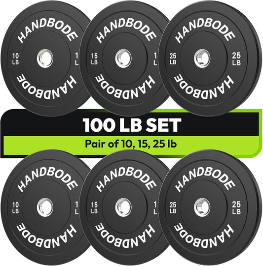 Bumper Plate Olympic Weight Plate Bumper Weight Plate Set 2 - Inch, 10-55 Lb Barbell Weight Plates Set for Home Gym, Black Weights Rubber Strength Training Plate for Weight Lifting