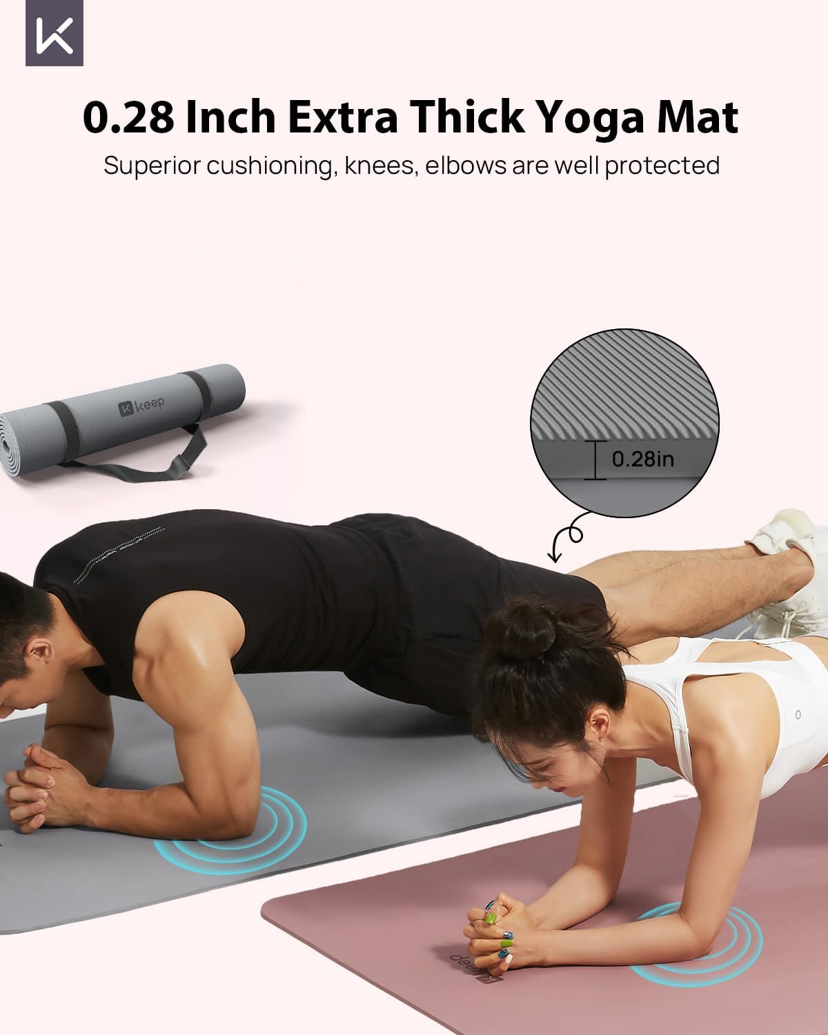 Yoga Mat, 32" Extra Wide Exercise Mat with Strap for Men and Women, 7Mm Thick Double-Sided Non-Slip Eco-Friendly Yoga Mat for Pilates, Workout and Fitness