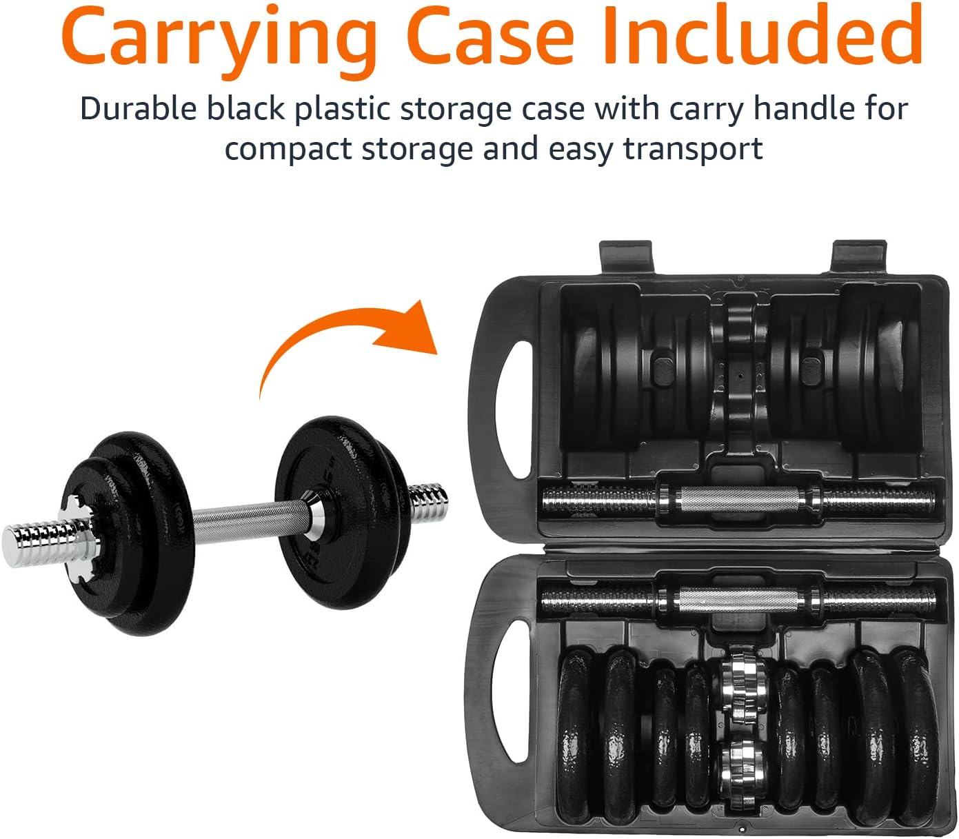 Adjustable Dumbbell Hand Weight Set, 38 Pounds, Black