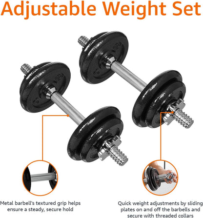 Adjustable Dumbbell Hand Weight Set, 38 Pounds, Black