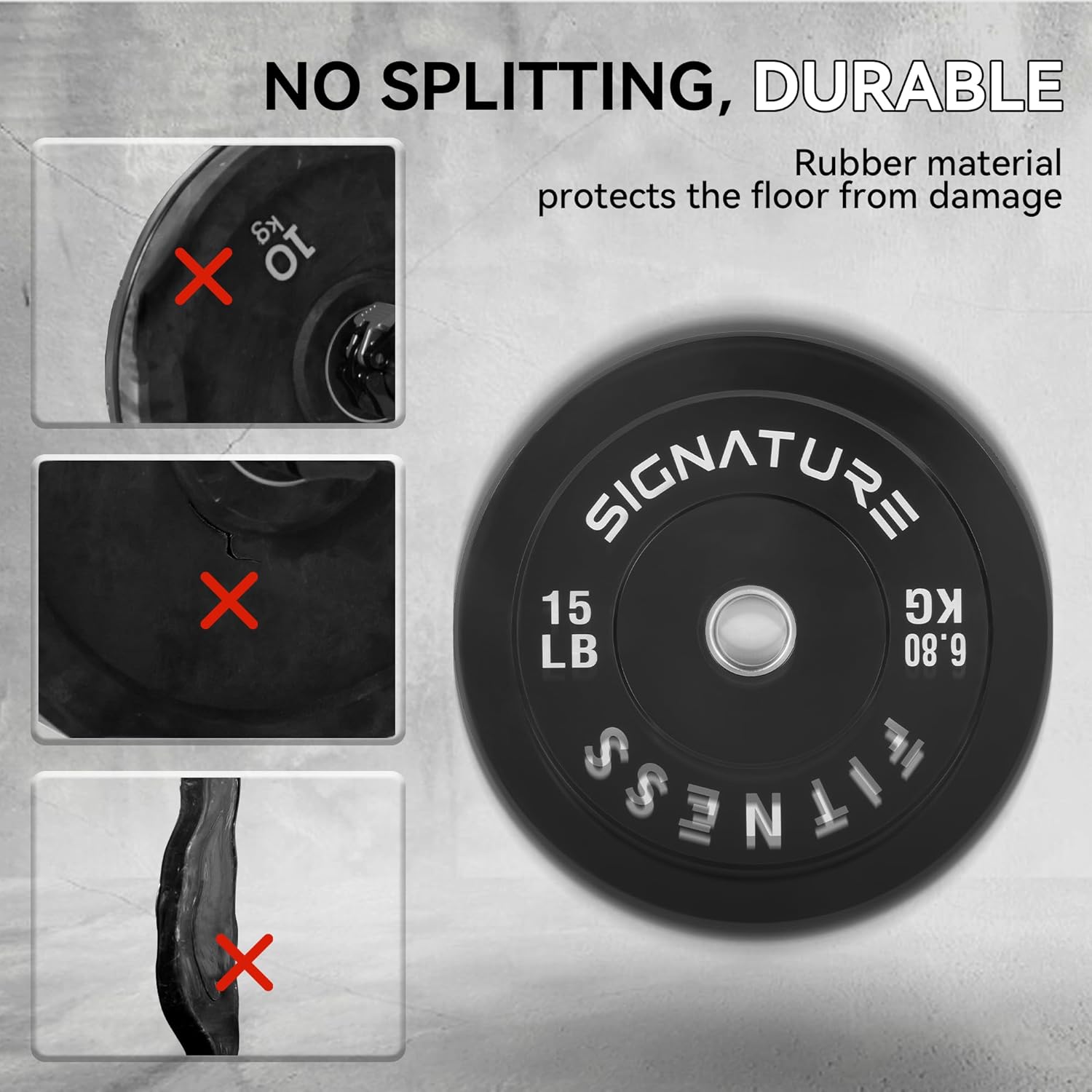 2" Olympic Bumper Plate Weight Plates with Steel Hub, 120-Pound Set, 2X 10LB, 2X 15LB, 2X 35LB