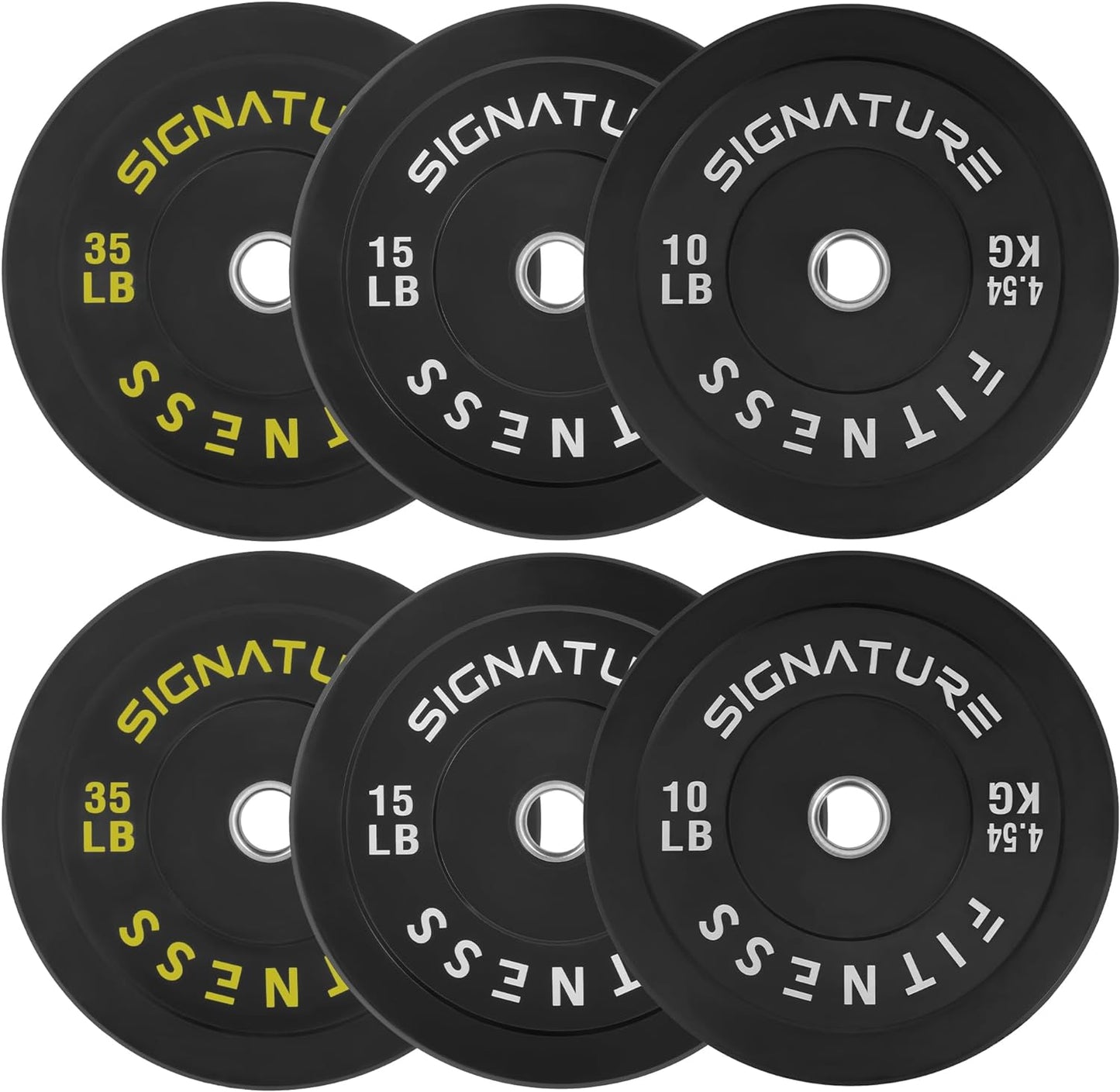 2" Olympic Bumper Plate Weight Plates with Steel Hub, 120-Pound Set, 2X 10LB, 2X 15LB, 2X 35LB