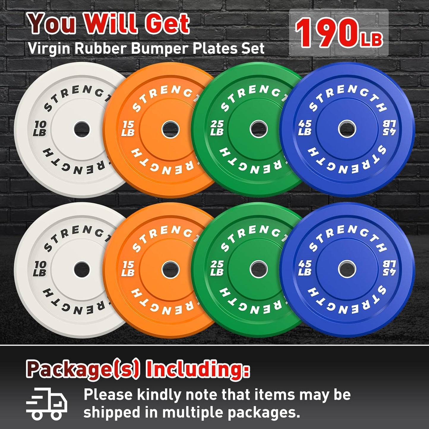 Color Olympic Bumper Plates - Durable Rubber Weights with Metal Insert, Perfect for Strength Training and Fitness Workouts