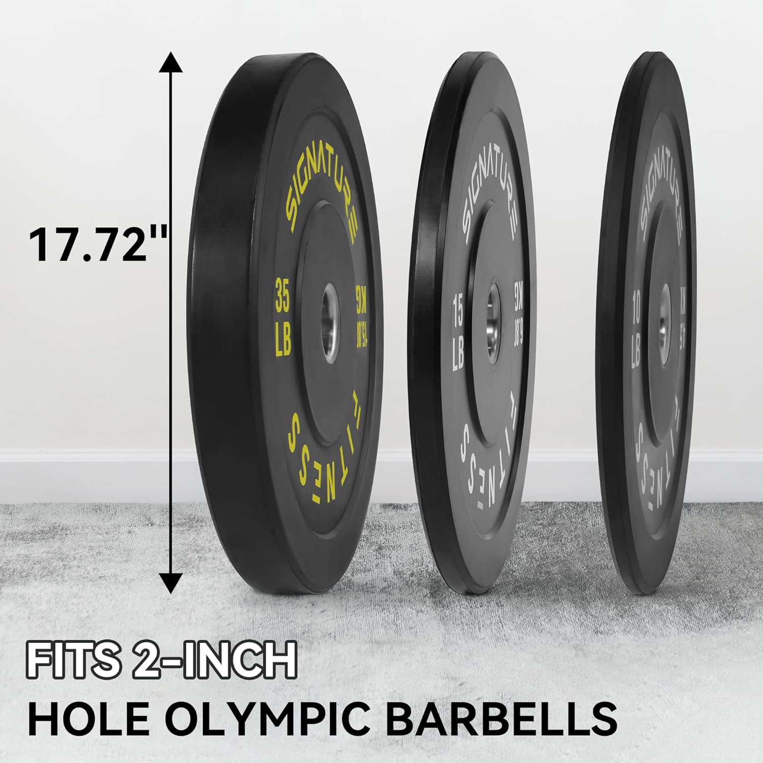 2" Olympic Bumper Plate Weight Plates with Steel Hub, 120-Pound Set, 2X 10LB, 2X 15LB, 2X 35LB