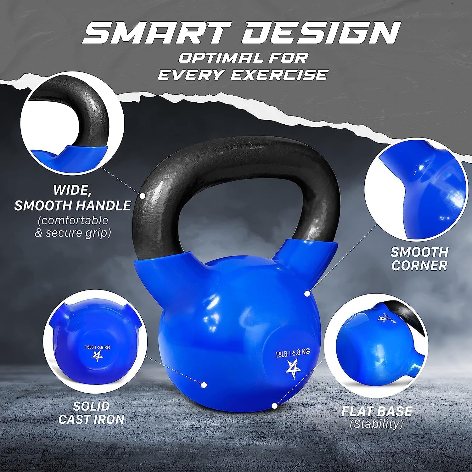 Kettlebells Set - Durable Vinyl Coated Cast Iron for Strength Training, Full Body Workouts, and Gym Exercises (5-65Lbs)