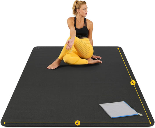 Large Yoga Mat 6'X4'X8Mm Extra Thick, Durable, Eco-Friendly, Non-Slip & Odorless Barefoot Exercise and Premium Fitness Home Gym Flooring Mat by