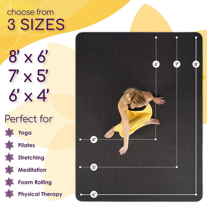 Large Yoga Mat 6'X4'X8Mm Extra Thick, Durable, Eco-Friendly, Non-Slip & Odorless Barefoot Exercise and Premium Fitness Home Gym Flooring Mat by